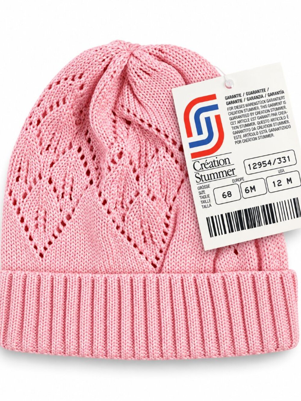 Creation Stummer Baby Girl Pink Cotton Knit Beanie 12M Made in Italy NWT - Picture 7 of 7